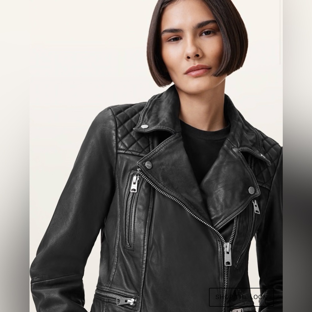 All saints leather jacket size 2